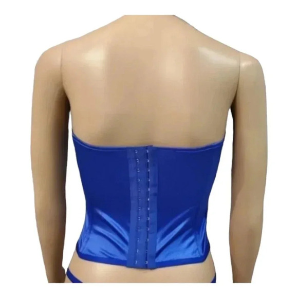 Blue Corset with Silver Detail and Matching Panty - Picture 4 of 6